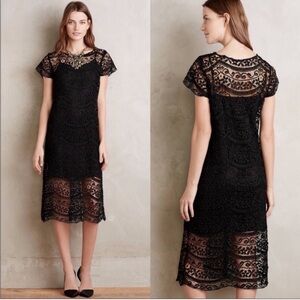 Anthropologie Myne Black Lace Column Dress